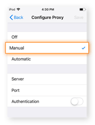 Configurarea unui proxy pe iOS