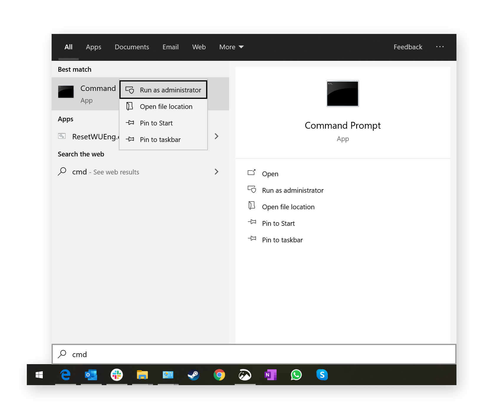 Opening Windows command prompt