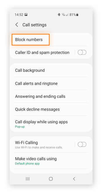 Usar las opciones Bloquear números y Protección de identificación de llamada y spam para detener la suplantación telefónica en Android.
