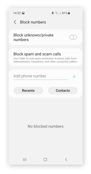 Como impedir o spoofing de identificador de chamadas bloqueando manualmente os números no Android.
