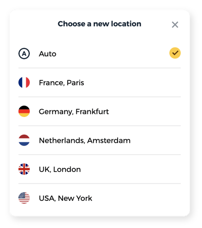 he HMA Chrome proxy allows you to choose out of several locations.