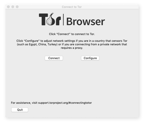 The Tor browser offers several configuration settings when you launch it.