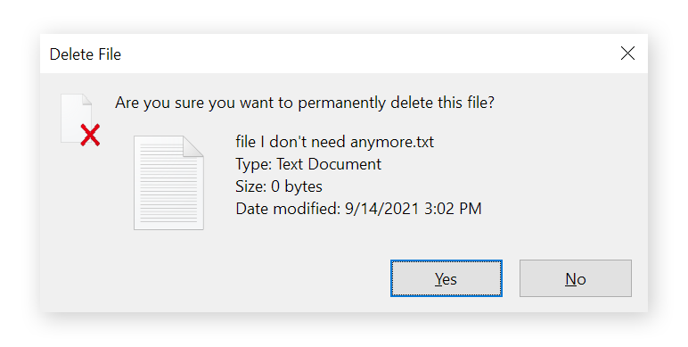 windows 10 delete file confirmation