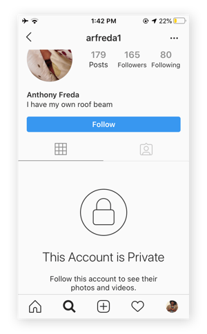 Screenshot of Instagram's This Account is Private message.