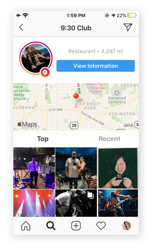Screenshot of a location feed on Instagram.