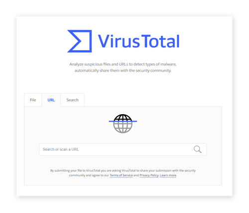 VirusTotal will scan a URL for threats.