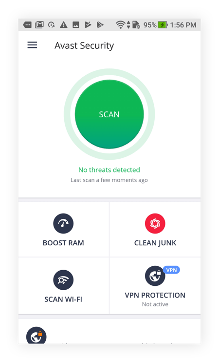 O Avast Mobile Security para Android fará o escaneamento no seu telefone em busca de malware e outras ameaças.
