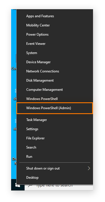 Abrir o Windows PowerShell com direitos administrativos no Windows 10