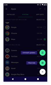 Android 용 Avast Cleanup의 최대 절전 모드 Bloatware 시스템 앱