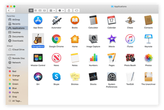 Экриншот меню Mac Applications с выбранным приложением Garage Band