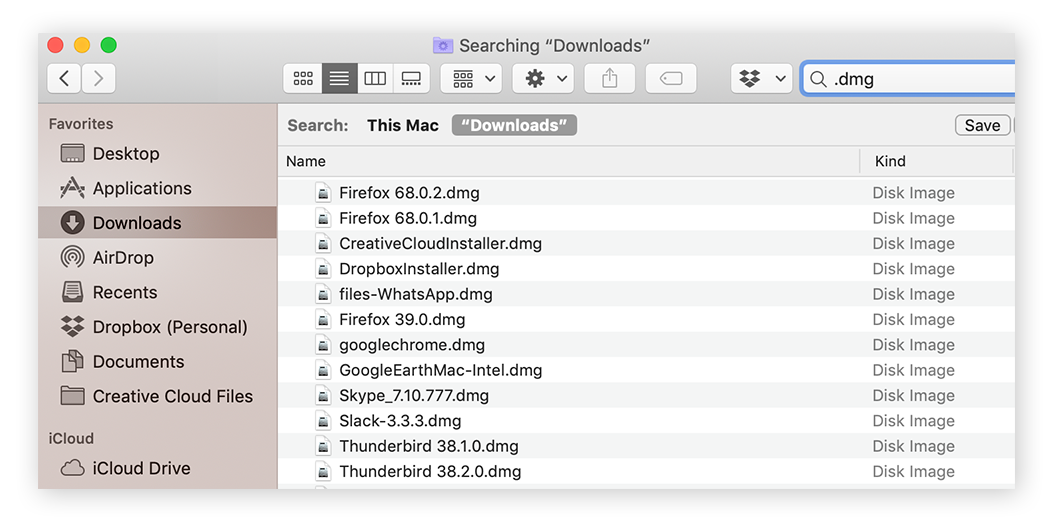 Recherche d’anciens fichiers d’installation et fichiers de stockage Autre sur Mac.