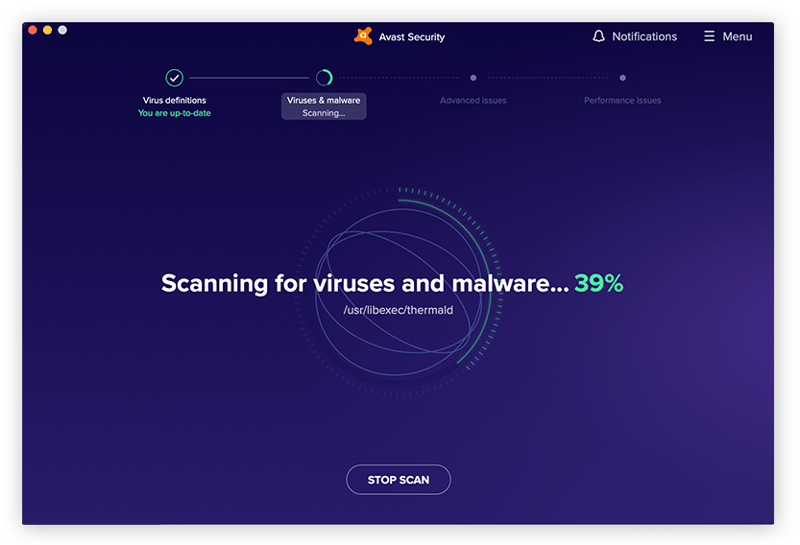Recherche de virus et de malwares avec Avast Antivirus Gratuit