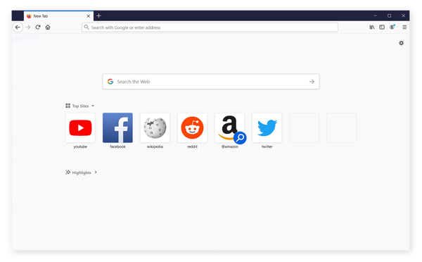 Captura de tela da aparência de uma janela do navegador Firefox