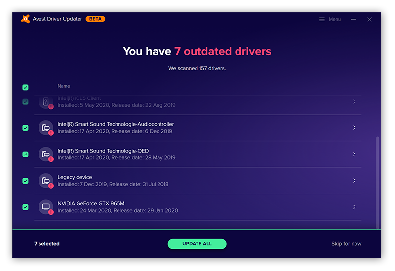 Using Avast Driver Updater to update outdated drivers on Windows 10