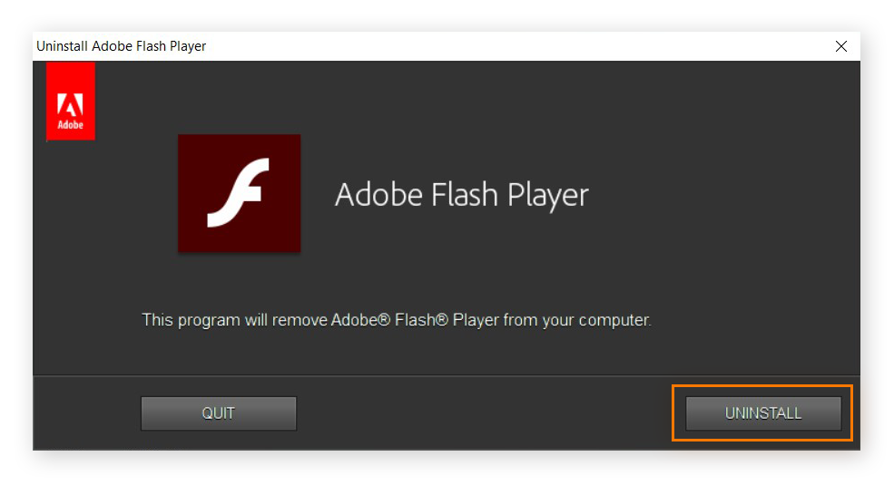 Programme de désinstallation d’Adobe Flash Player