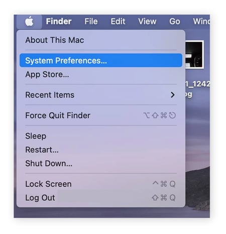 Abra o menu Apple e clique em Preferências do sistema