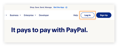 Logging in to PayPal from the PayPal website