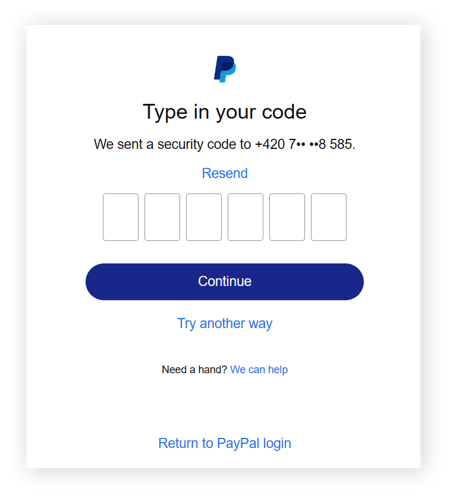 Geben Sie den Sicherheitscode ein und klicken Sie auf „Weiter“ oder lassen Sie sich den Code erneut senden, falls Sie keinen erhalten haben.