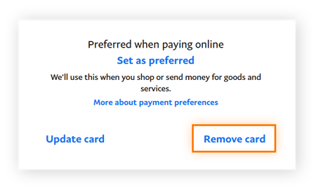 Antes de cerrar PayPal, tendrá que eliminar cualquier tarjeta o cuenta bancaria vinculada