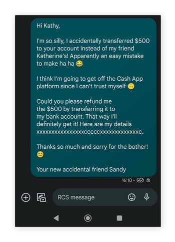 Uma pessoa aleatória me enviou dinheiro pelo Cash App — era um golpe do Cash App