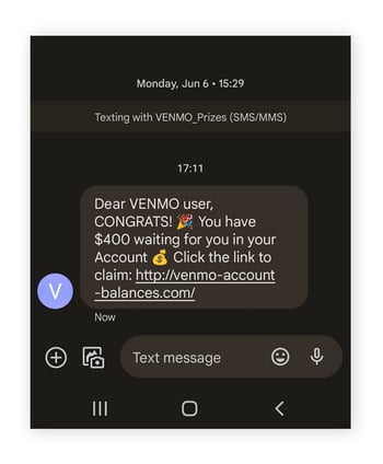 Venmo scams may claim you've won a prize