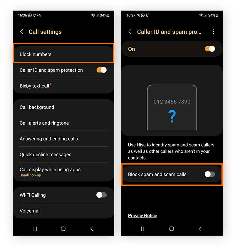 how do i block spam numbers on my android