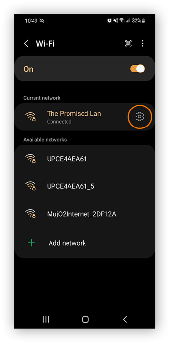 Modifying Wi-Fi network settings in Android Settings.
