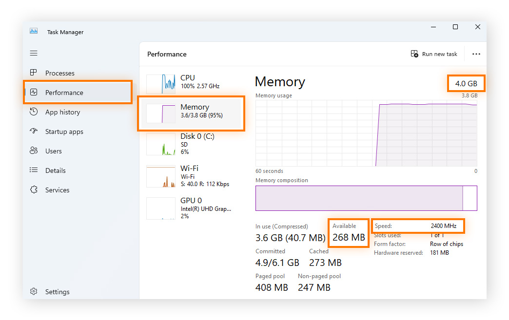 How to see sale ram speed windows 10