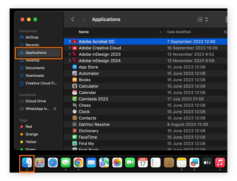 Applications folder on macOS.