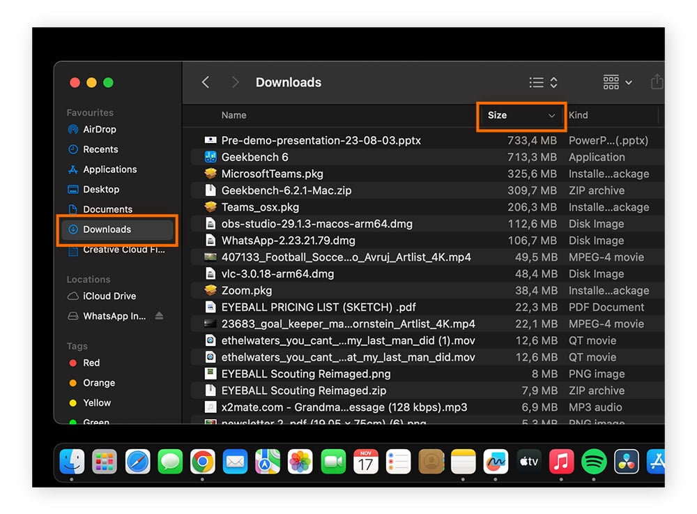  the Downloads folder on macOS