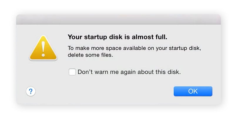 MacOS startup disk full