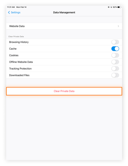 Clearing the the Firefox Cache on an iPad.