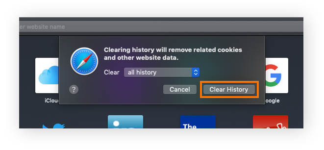 Clearing browsing history in Safari for macOS