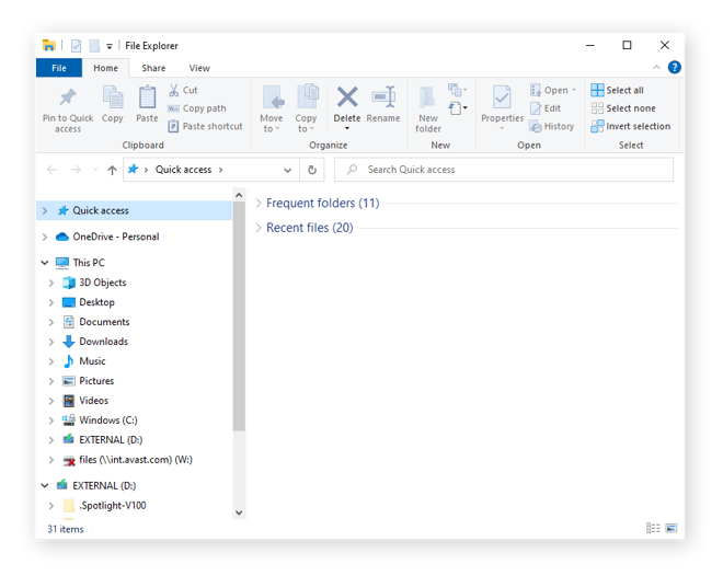 Explorador de Arquivos no Windows 10