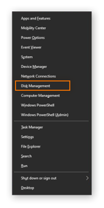 Windows 10에서 디스크 관리 도구 열기