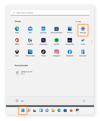 Windows 11에서 설정 열기