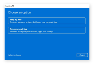 Windows 11에서 PC를 재설정하는 방법을 선택합니다