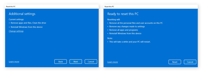 Resetting a PC in Windows 11