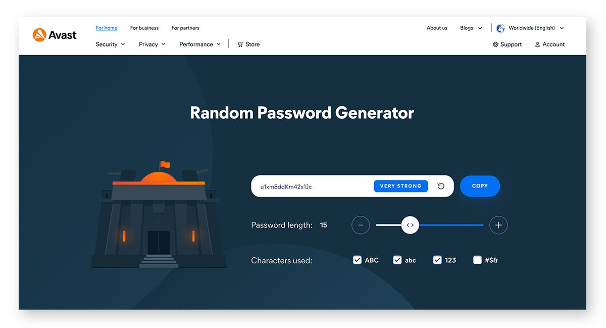 Using Avast Random Password Generator to create secure passwords