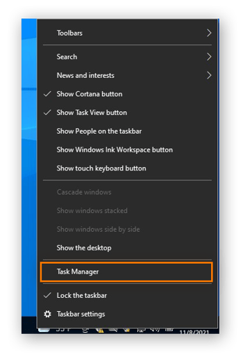 Abrir el Administrador de tareas en Windows 10