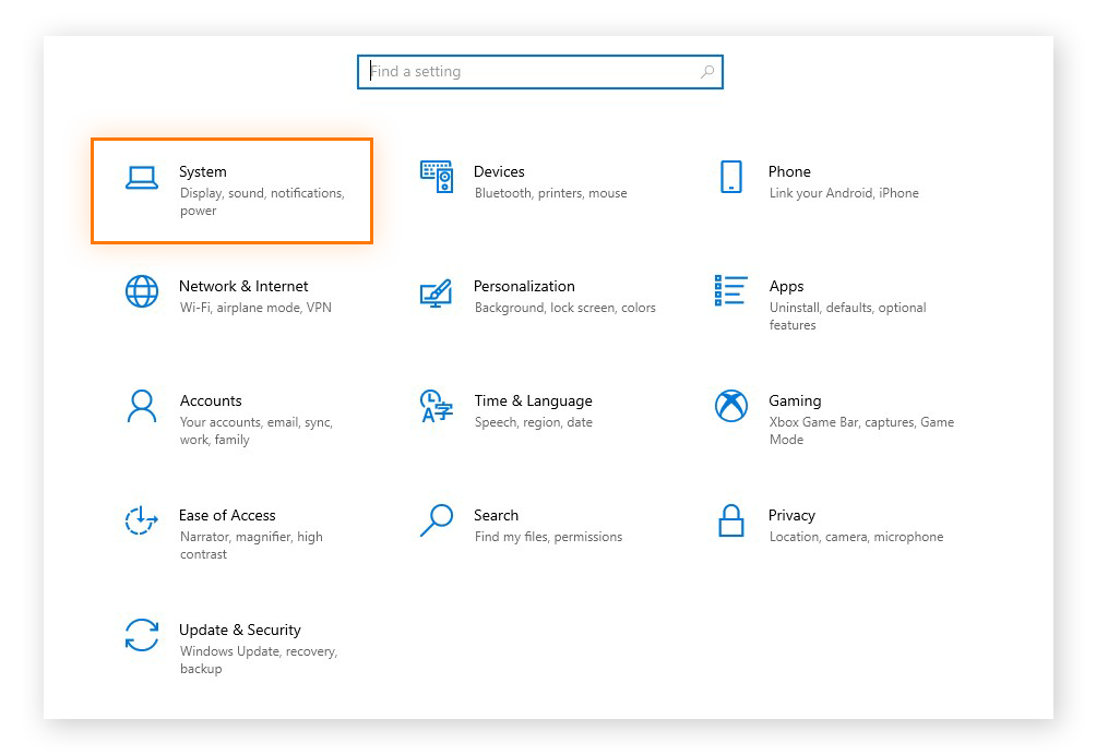 Öffnen von „Update und Sicherheit“ über die Einstellungen in Windows 10