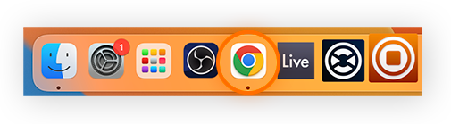 The Dock with Google Chrome highlighted