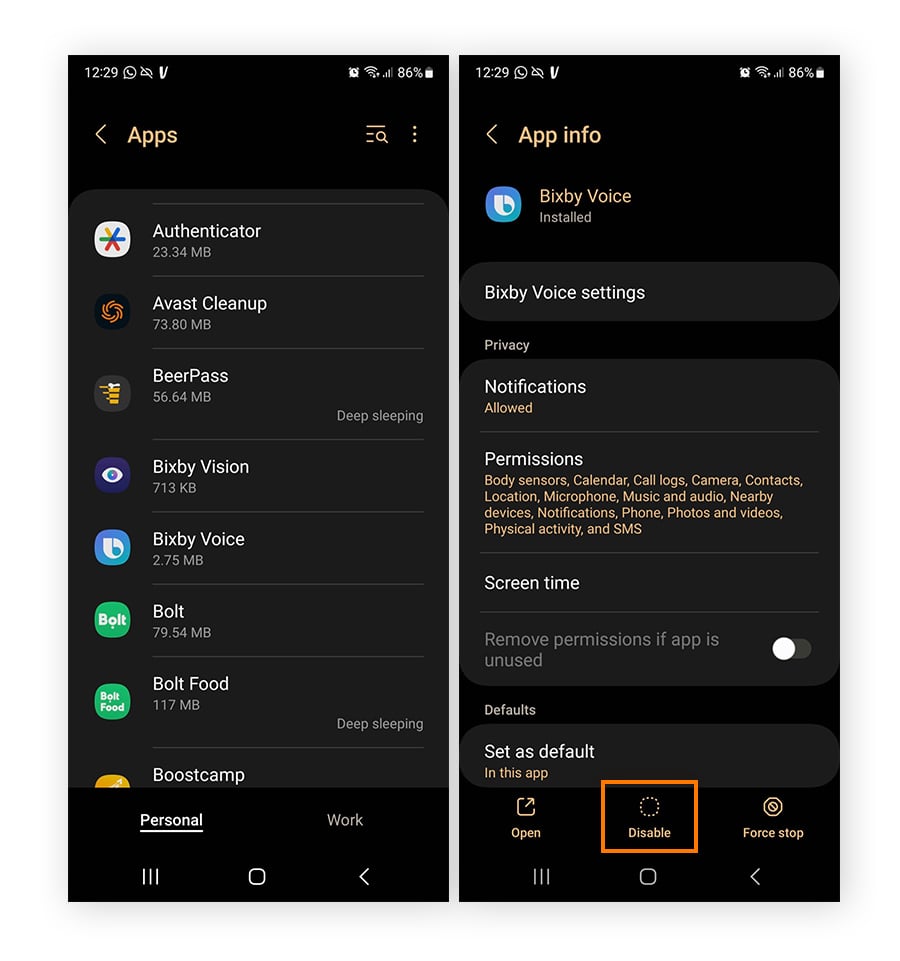 How to disable an app to hide it on Android.