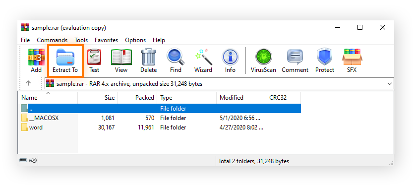 Open rar file