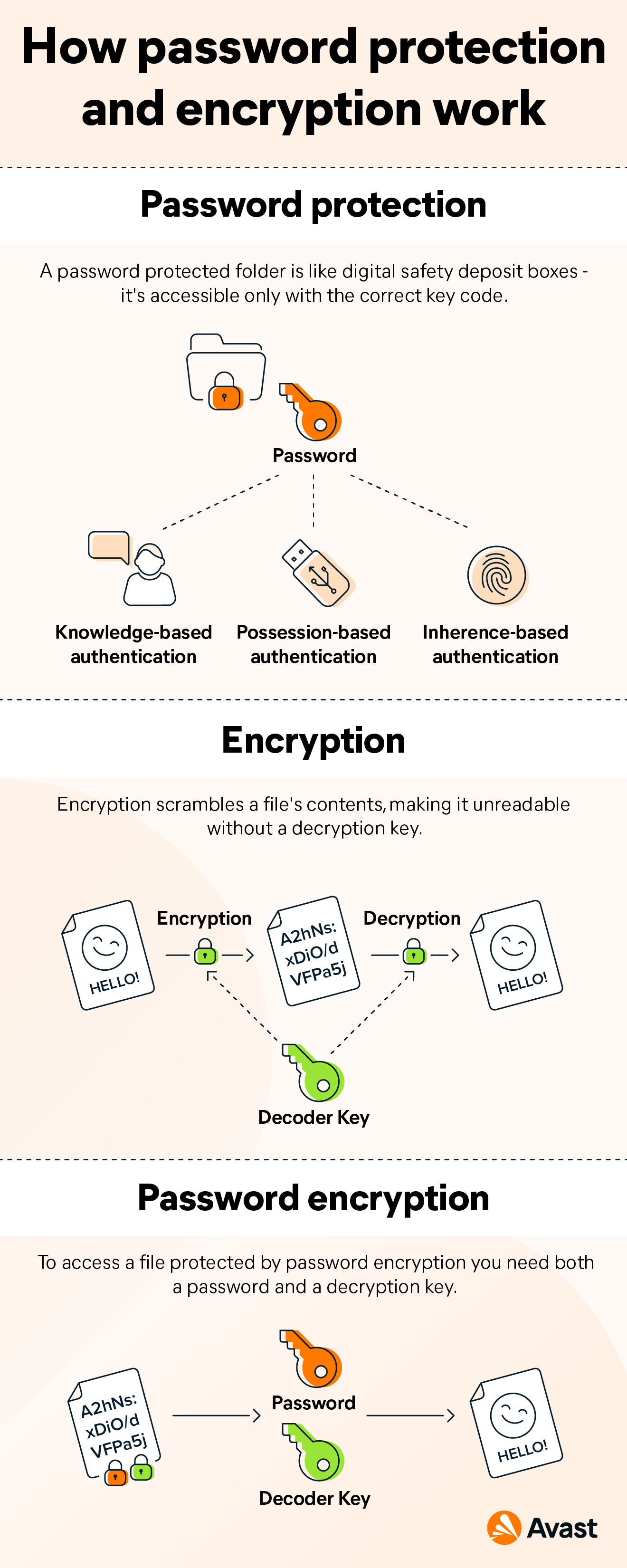 Differences between files that are password protected, encrypted, and password encrypted.