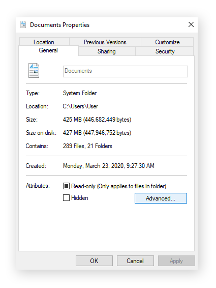 Das Menü Eigenschaften von Windows für eine Datei oder einen Ordner.