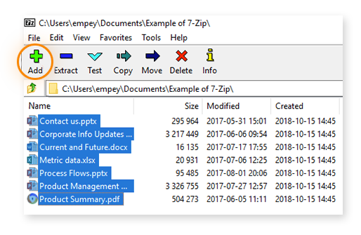 Schützen von Dateien in 7-Zip File Manager für Windows