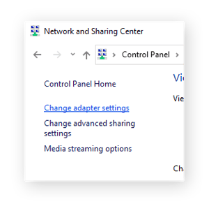 Select change adapter settings.