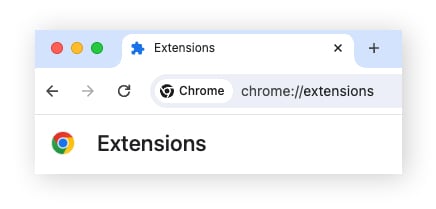 Digitando "chrome://extensions" na barra de endereços do Chrome
