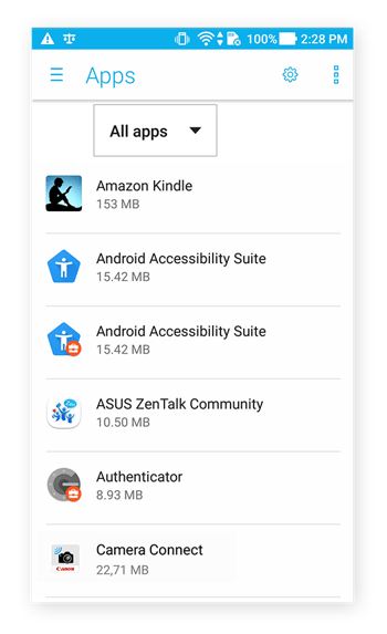 Le menu Applications d’Android 7.0